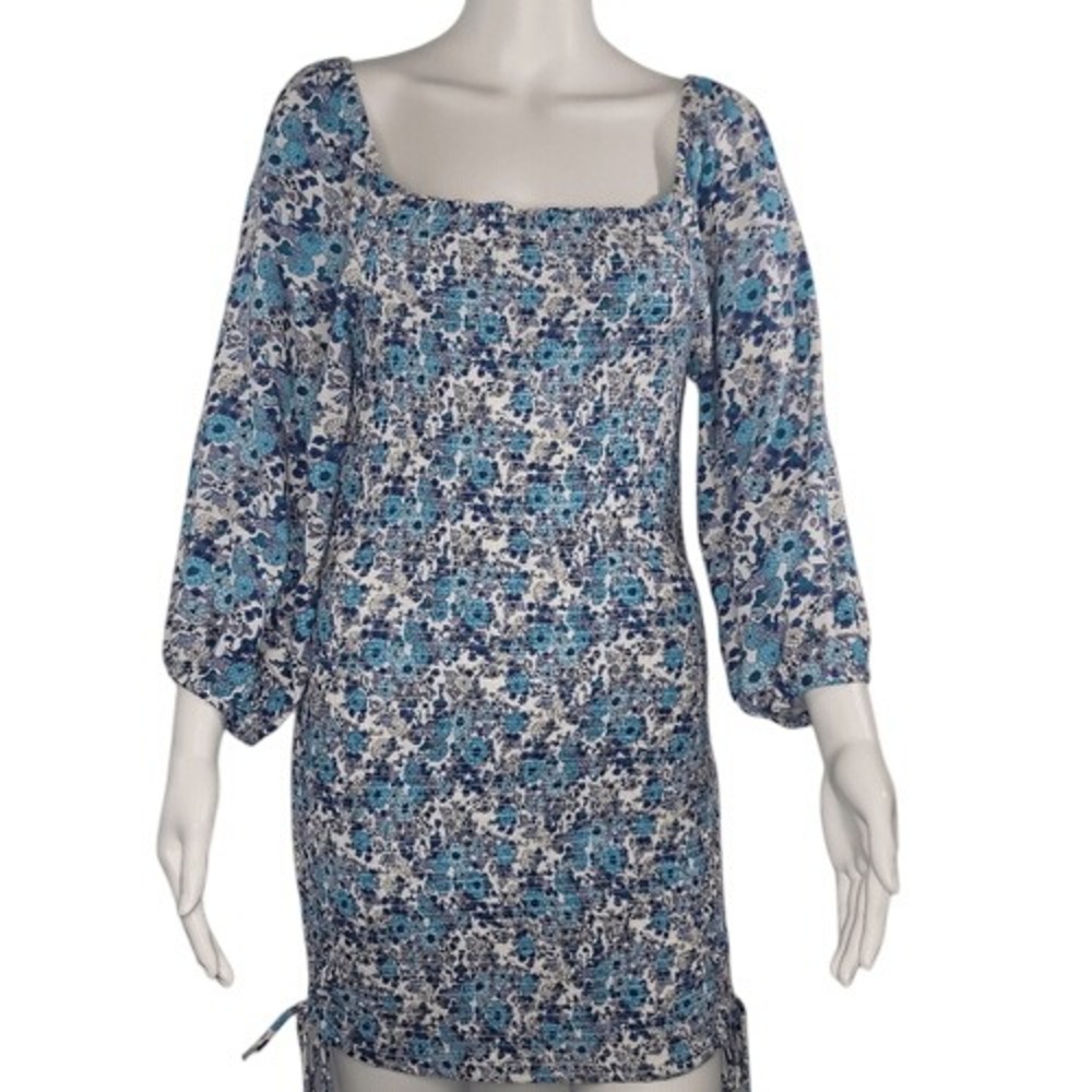 Jessica Simpson Blue Floral Bodycon Dress - Picture 1 of 8